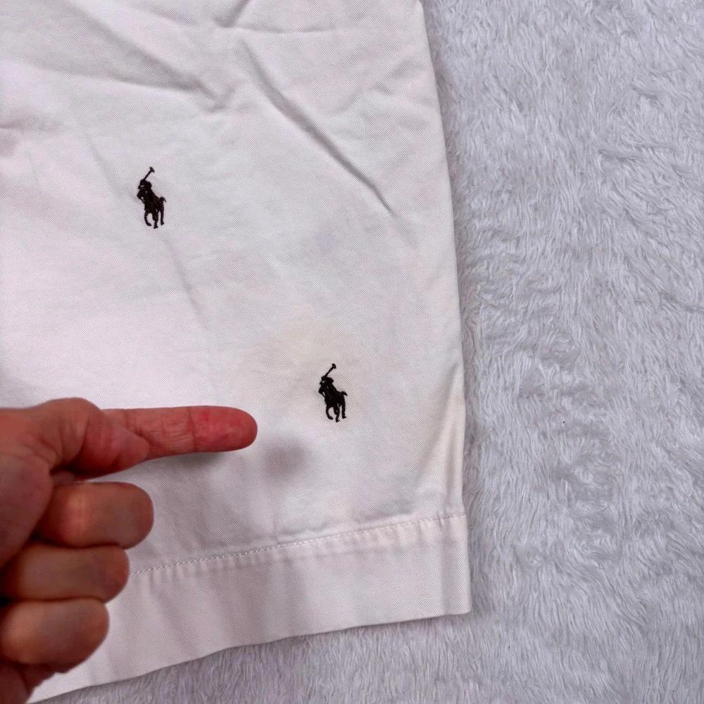 Polo Ralph Lauren Shorts Chinos Mens 33‎ White All Over PONY OGO Classic Preppy